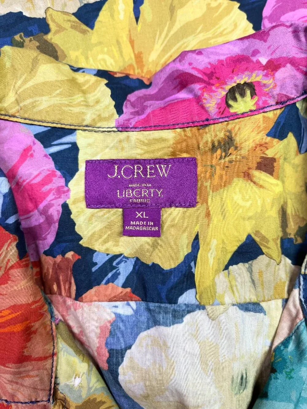 J. Crew with Liberty Fabric Men's Size XL Short Sleeve Camp Collar Shirt Floral